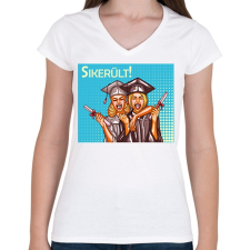 PRINTFASHION Sikerült - Popart - Női V-nyakú póló - Fehér női póló