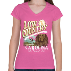 PRINTFASHION Síkság - Női V-nyakú póló - Rózsaszín