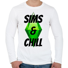 PRINTFASHION Sims&chill - Férfi hosszú ujjú póló - Fehér férfi póló