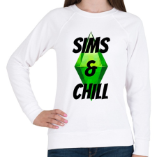 PRINTFASHION Sims&chill - Női pulóver - Fehér női pulóver, kardigán