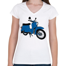 PRINTFASHION Simson Schwalbe - Női V-nyakú póló - Fehér