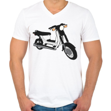 PRINTFASHION Simson sr50 - Férfi V-nyakú póló - Fehér férfi póló