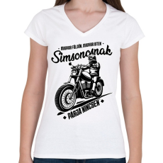 PRINTFASHION Simsonosnak párja nincsen - Női V-nyakú póló - Fehér