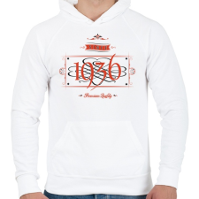 PRINTFASHION since-1936-red-black - Férfi kapucnis pulóver - Fehér férfi pulóver, kardigán