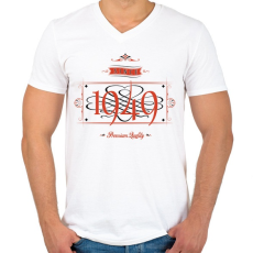 PRINTFASHION since-1949-red-black - Férfi V-nyakú póló - Fehér