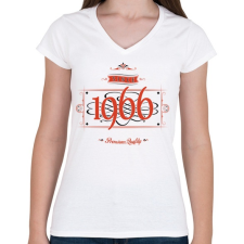 PRINTFASHION since-1966-red-black - Női V-nyakú póló - Fehér női póló