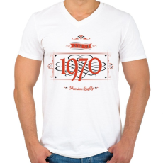 PRINTFASHION since-1970-red-black - Férfi V-nyakú póló - Fehér