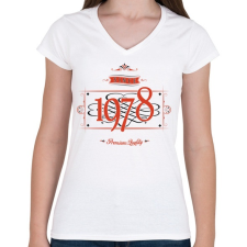 PRINTFASHION since-1978-red-black - Női V-nyakú póló - Fehér női póló