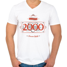 PRINTFASHION since-2000-red-black - Férfi V-nyakú póló - Fehér férfi póló