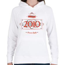 PRINTFASHION since-2010-red-black - Női kapucnis pulóver - Fehér női pulóver, kardigán