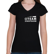 PRINTFASHION Sinopharm Team - Női V-nyakú póló - Fekete