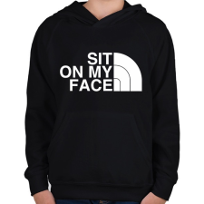 PRINTFASHION Sit on my face - Gyerek kapucnis pulóver - Fekete gyerek pulóver, kardigán
