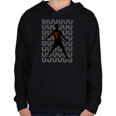 PRINTFASHION Siuuuuuu Cristiano Ronaldo - Gyerek kapucnis pulóver - Fekete