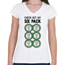 PRINTFASHION Six Pack Beer - Női V-nyakú póló - Fehér női póló