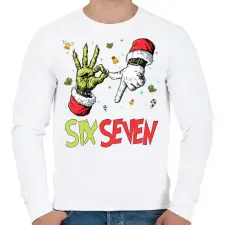 PRINTFASHION Six Seven Grincs - Férfi pulóver - Fehér férfi pulóver, kardigán
