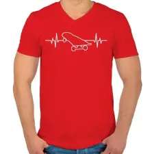 PRINTFASHION Sk8 for life - Férfi V-nyakú póló - Piros férfi póló