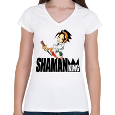 PRINTFASHION SK Yoh Asakura - Női V-nyakú póló - Fehér női póló