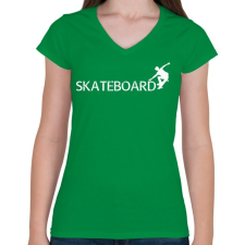 PRINTFASHION Skateboard - Női V-nyakú póló - Zöld női póló