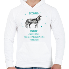 PRINTFASHION Skorpió - Husky - Férfi kapucnis pulóver - Fehér