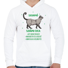 PRINTFASHION Skorpió - Sziámi cica - Férfi kapucnis pulóver - Fehér férfi pulóver, kardigán
