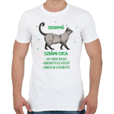 PRINTFASHION Skorpió - Sziámi cica - Férfi póló - Fehér