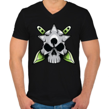 PRINTFASHION Skull and blade - Férfi V-nyakú póló - Fekete férfi póló