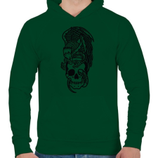 PRINTFASHION Skull&Eagle - Férfi kapucnis pulóver - Sötétzöld férfi pulóver, kardigán