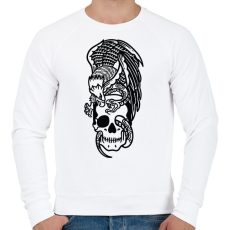 PRINTFASHION Skull&Eagle - Férfi pulóver - Fehér