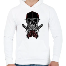 PRINTFASHION Skull - Férfi kapucnis pulóver - Fehér férfi pulóver, kardigán