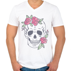 PRINTFASHION skull - Férfi V-nyakú póló - Fehér