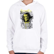 PRINTFASHION skull - Gyerek kapucnis pulóver - Fehér gyerek pulóver, kardigán