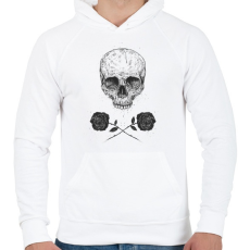 PRINTFASHION Skull N' Roses - Férfi kapucnis pulóver - Fehér