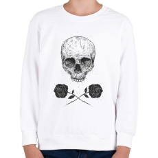 PRINTFASHION Skull N' Roses - Gyerek pulóver - Fehér
