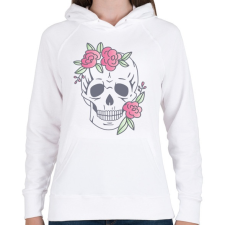 PRINTFASHION skull - Női kapucnis pulóver - Fehér női pulóver, kardigán