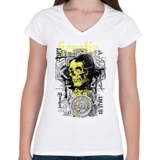 PRINTFASHION skull - Női V-nyakú póló - Fehér