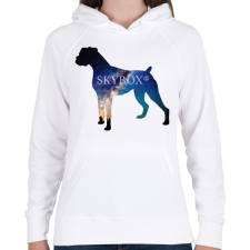 PRINTFASHION Sky boxer - Női kapucnis pulóver - Fehér női pulóver, kardigán