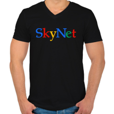 PRINTFASHION Skynet - Férfi V-nyakú póló - Fekete