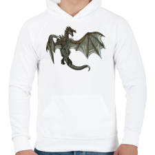 PRINTFASHION Skyrim Sárkány - Férfi kapucnis pulóver - Fehér férfi pulóver, kardigán