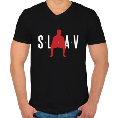 PRINTFASHION Slav Air - Férfi V-nyakú póló - Fekete