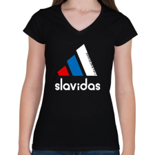 PRINTFASHION Slavidas - Női V-nyakú póló - Fekete női póló