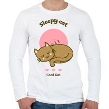 PRINTFASHION sleepycat - Férfi hosszú ujjú póló - Fehér férfi póló