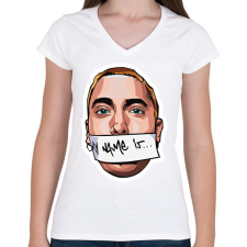 PRINTFASHION Slim Shady - Női V-nyakú póló - Fehér női póló