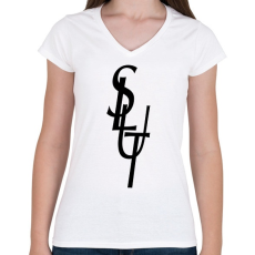 PRINTFASHION SLUT - Női V-nyakú póló - Fehér