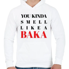 PRINTFASHION Smell like a BAKA - Férfi kapucnis pulóver - Fehér férfi pulóver, kardigán