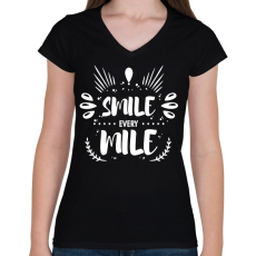 PRINTFASHION Smile every miles - Női V-nyakú póló - Fekete