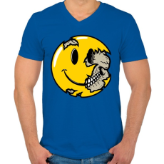 PRINTFASHION Smile koponya - Férfi V-nyakú póló - Királykék