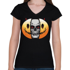 PRINTFASHION Smile - Női V-nyakú póló - Fekete női póló