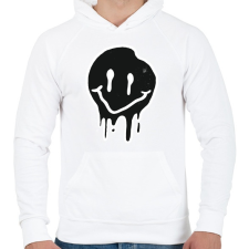 PRINTFASHION Smiley - Férfi kapucnis pulóver - Fehér férfi pulóver, kardigán
