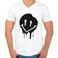 PRINTFASHION Smiley - Férfi V-nyakú póló - Fehér