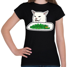 PRINTFASHION Smudge Cat - Női póló - Fekete